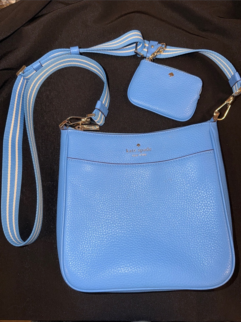 Kate Spade Rosie Medium Swingpack Blue Tide Pool Pebbled Leather Crossbody